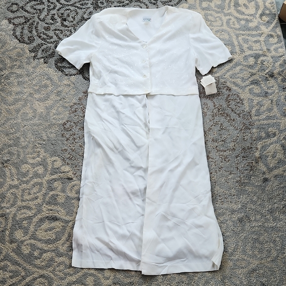 Vintage D.J. Summers Embroidered Two Piece Dress White 16 - Picture 1 of 8